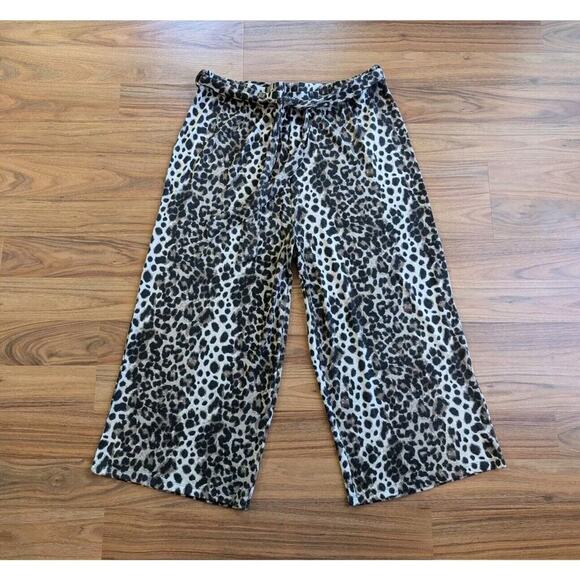 BOBEAU Pants Size XXL 2X Womens Pull On Wide Leg Ankle Stretch Leopard Pants C3 - Picture 1 of 10